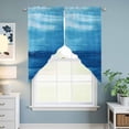 thumbnail image 6 of Blue Ombre Coastal Kitchen Window Curtains, Swag Curtains Valance for Bedroom Living Room Bathroom, Summer Gradient Ocean Wave Rod Pocket Window Treatment Curtain Block Drapes 2 Panels 28"x36", 6 of 9