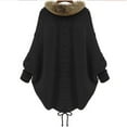 thumbnail image 5 of Lovskoo Women's 2023 Winter Fuzzy Batwing Sleeve Cardigan Oversized Faux Fur Knit Cape Shawl Fall Wrap Jacket Sweater Coat Black, 5 of 6