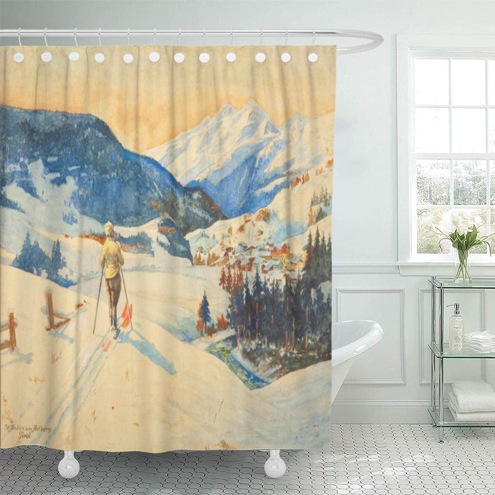 SUTTOM Winter Vintage Ski Cross Country Skiing Sports Sking Snow Shower