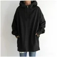 thumbnail image 1 of Sudadera gruesa con capucha para mujer, cárdigan largo con cremallera y bolsillos dobles, prendas de vestir exteriores, ropa de calle de tendencia, Color sólido, 1 of 5
