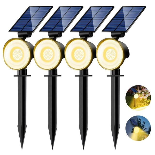 Focos solares nipify de 4 unidades, 53 LED, impermeables, luz blanca cálida