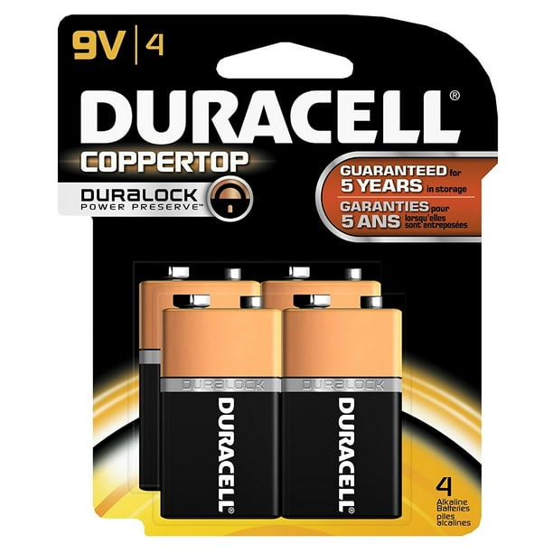 Duracell Coppertop Alkaline 9 Volt Batteries 4 Count Doublewide