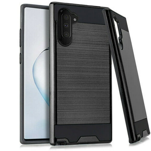 For Samsung Galaxy Note 10 Hybrid Metal Brushed Shockproof Tough Case Cover - Black
