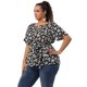 thumbnail image 3 of Women's Plus Size Tops Ruffle Short Sleeve Summer Chiffon Floral Blouse Black 1X, 3 of 7