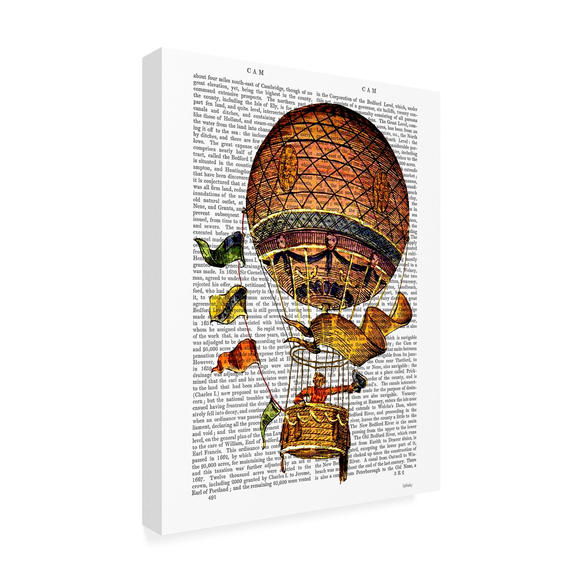 Trademark Fine Art 'Hot Air Balloon with Flags' Canvas Art by Fab Funky