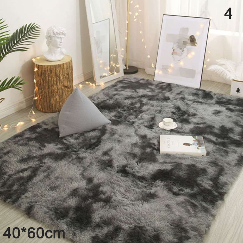 Fluffy Rugs Non-Skid Shaggy Area Rug Dining Room Carpet Floor Mat Bedroom Supply 