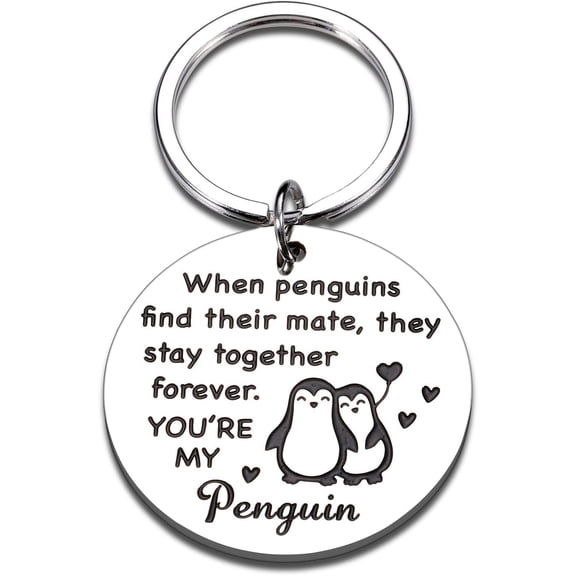 Girlfriend Gift for Boyfriend Penguin Valentine Gift Husband Gift for Wife First Anniversary Steel Gift for Couple Cute Couple Keychain 11 25th Anniversary Christmas Valentine Gift for Couple