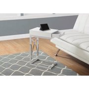 Spiffy Chrome Metal Base & Storage Drawer Side Table | Glossy White