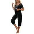 thumbnail image 3 of MINTREUS Women's Pajama Sets Short Sleeve Shirt and Capri Soft Pajama Sets with Pockets S-4XL, 3 of 6