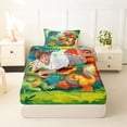 thumbnail image 4 of Feelyou Kawaii Dinosaur Faimly Twin Sheet Sets for Kids, Cartoon Jungle Animal Bedding, Blue Green, 3 Pieces, 4 of 5