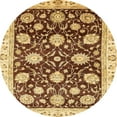 thumbnail image 1 of Ahgly Company Indoor Round Abstract Chrome Gold Yellow Oriental Area Rugs, 6' Round, 1 of 6