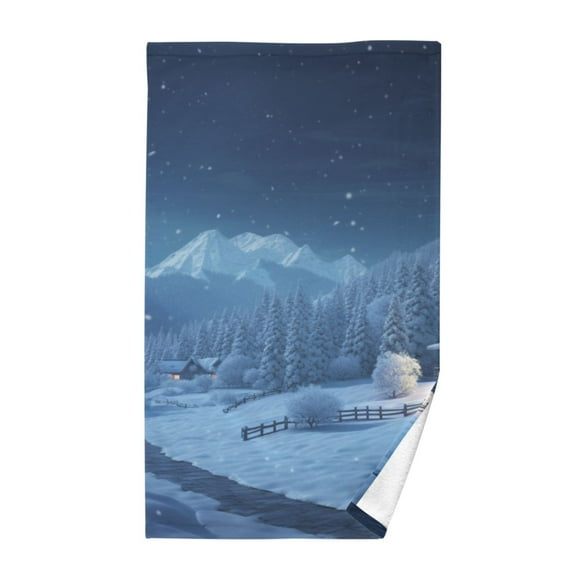 Winter Snow Cotton Face Towels Soft Hand Towel Absorbent Bathroom Towel for Kitchen Hotel Decoration