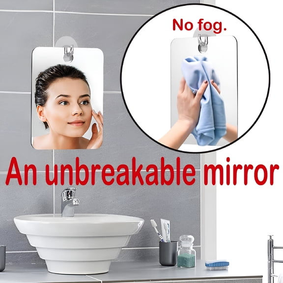 XIBUFE Shower Mirror, Fogless for Shaving, Locker Mirror, Anti-Fog Makeup Small Mirror Bathroom Accessories Travel Camping, Shatterproof Wall Hanging
