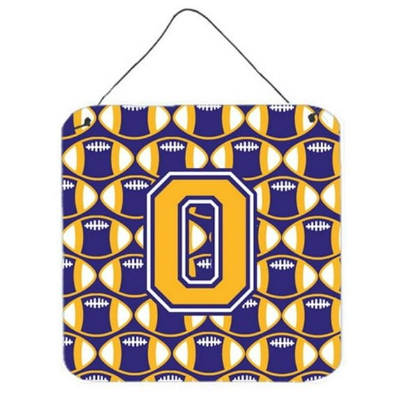 Letter O Football Purple & Gold Wall or Door Hanging Prints