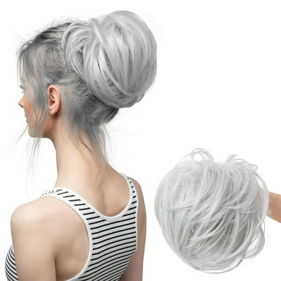 Mother'S Day Real Silk Wig, Messy Hair Bun Hair Pieces Curly Synthetic Updo Scrunchies Ponytail Extension for Women Black 1Pcs, Wig, Closure,Hair Bundles,Lace Frontal,Highlight Cap,Lace Front,Lace