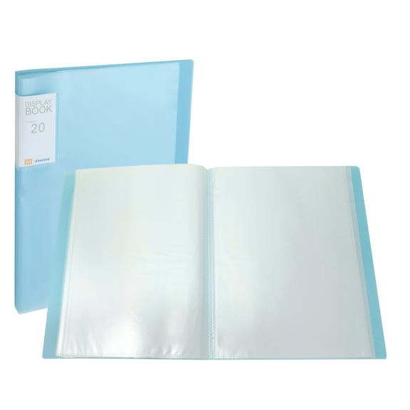 Uxcell 9.4x12.2" Binders with Plastic Sleeve, PP 20 Pockets Waterproof Sheet Folder Protector Portfolio, Blue