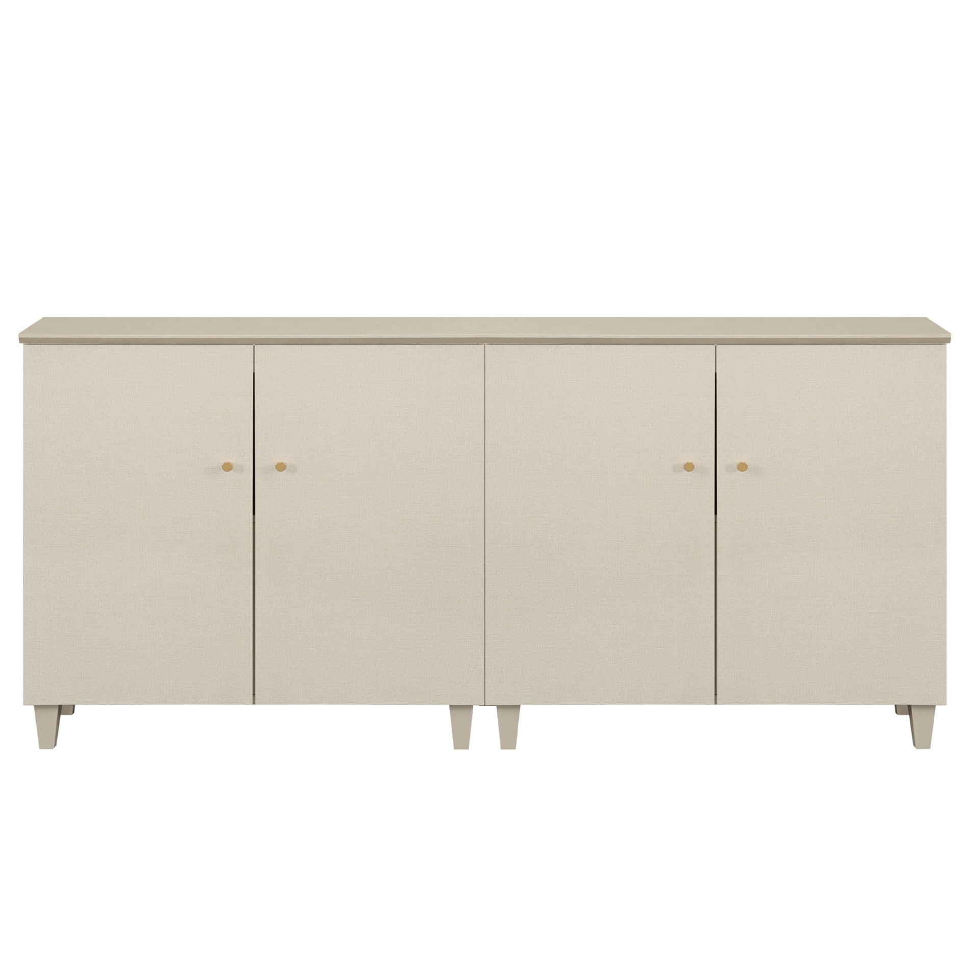 WAMPAT 2-in-1 Dresser Cabinets with 6 Compartments for Bedroom, Modern Wood Wide Dresser Chest with Doors, Beige,1 Pack