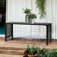 thumbnail image 3 of Ktaxon 39.3in Outdoor Metal Backless Bench, Slatted Seat, Weatherproof Bench for Patio Garden, Black, 3 of 8