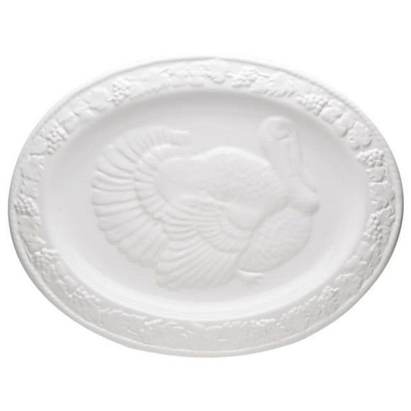 Red Vanilla HJ168-018 17.75 x 13.75 in. Classic Vanilla Oval Turkey Platter, White
