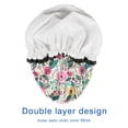 thumbnail image 4 of Shower Caps,Pioneer Flower Floral Print Pattern Waterproof Shower Cap for Women 4 Pieces,Double Reusable Hair Cover for Shower PEVA Elastic Stretch Hem, 4 of 7