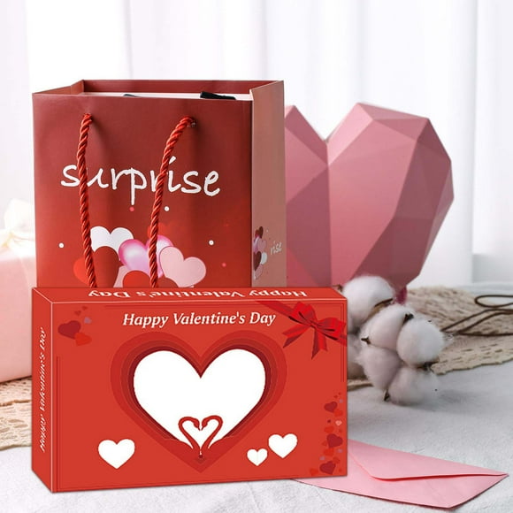Riforla Valentine's Day Music Children's Party Classroom Exchange Card Heart Shaped Toy Children's Preschool and Teenage Toy Set Countdown Sets Red