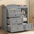 thumbnail image 5 of ChVans Changing Table Dresser, Baby Classic Nursery Dresser with 5 Drawers & Open Storage Shelves, Convertible Nursery Dresser Chest of Drawers, 5 of 9