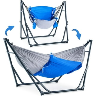 Gymax 2-Piece Hammock Camping Chair with Retractable Footrest and Carrying  Bag for Camping Navy GYM11033 - The Home Depot