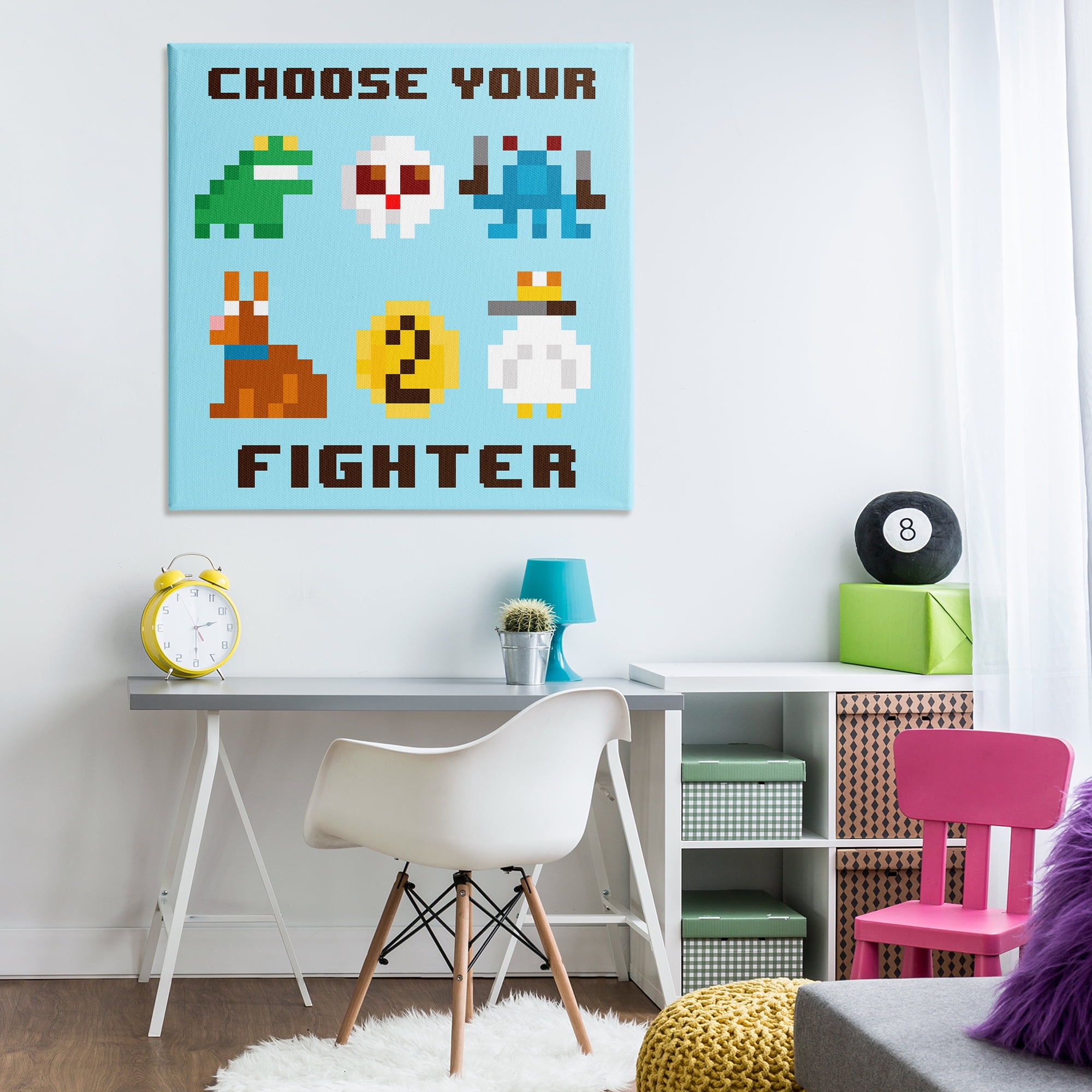 Stupell Industries Choose Gaming Fighter Entertainment Painting Wrapped Canvas Art Print Wall Art, 36 x 36