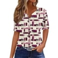 thumbnail image 4 of Women's Blouses & Shirts Summer Tops Cotton V Neck Shorts Sleeve Fashion Printed Lightweight Tee Shirt Solid Colour Tunic Top Dressy Casual Basic Blouse Going out Holiday, 4 of 7