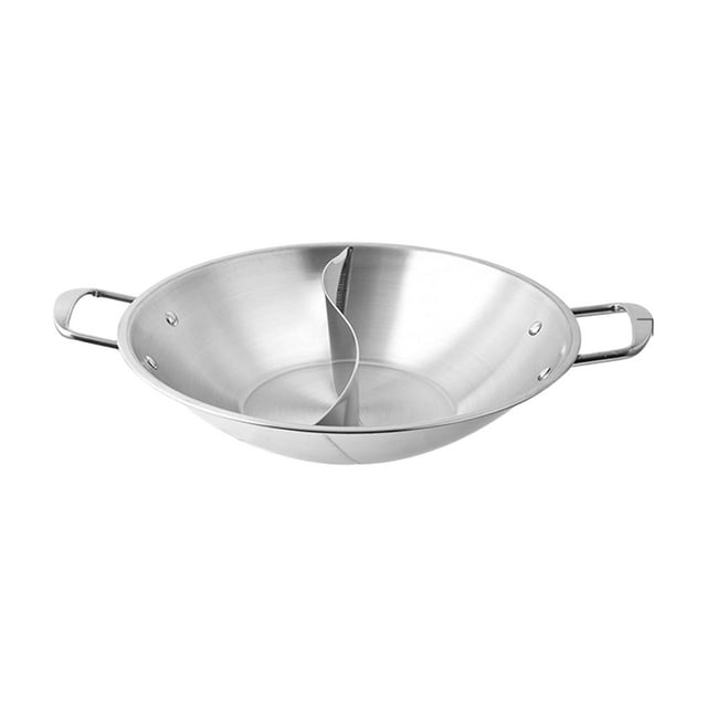 Siruishop Marmite Shabu Shabu en Acier Inoxydable, Marmite Compartimentée pour Restaurant et Maison 42 cm