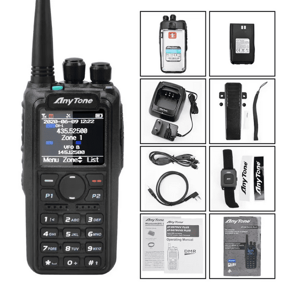 AnyTone AT-D878UVII Plus Walkie-talkie Radio de doble vía de doble banda con Bluetooth PTT compatible con modo digital y analógico transmisión y recepción APRS cifrado AES256 y carga USB-C