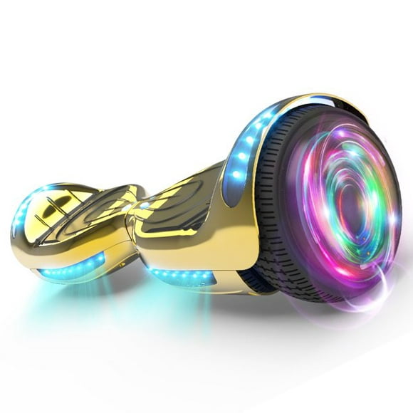 HOVERSTAR 6.5 inch Hoverboard with Bluetooth Speaker and LED STAR FLASHING WHEELS Scooter Chrome Gold