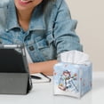 thumbnail image 6 of FUIALDOLG Decorative Tissue Box Cover Square - Waterproof PU Leather Tissues Cube Boxes Holder Aesthetic Desk Decor for Room, Home & Office - Snowman Skiing, 6 of 7