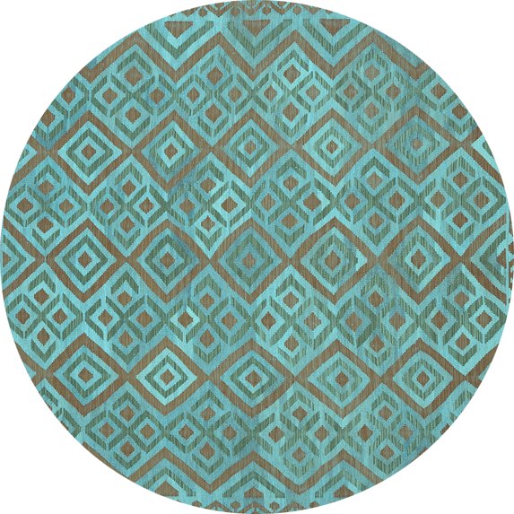 Ahgly Company Indoor Round Abstract Light Blue Contemporary Area Rugs, 6' Round