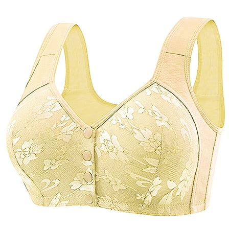 YEJIMAN New Shaping Cup Front Buckle Underwear Women s Lace Non Ring Vest Type Plus Size Bra  Yellow Cotton Underwear For Women Seamless  Cotton No Show Underwear For Women