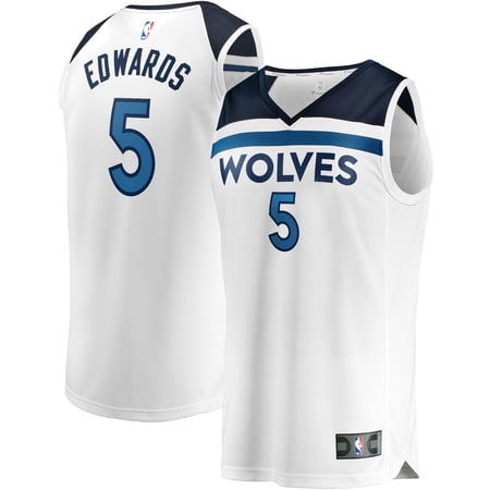 Men s Fanatics Anthony Edwards White Minnesota Timberwolves Fast Break Replica Player Jersey – Association Edition
