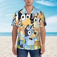 thumbnail image 2 of Lsque Bluey Pattern Hawaiian Shirt for Men Unisex Summer Beach Casual Short Sleeve Cotton Linen Button Down Shirts-Medium, 2 of 6