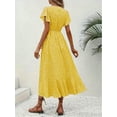 thumbnail image 2 of MORTTIC Women's Summer Boho Maxi Dress - Floral Print, Wrap V Neck, Short Sleeve, Ruffle A-Line Flowy Wedding Guest Dress, 2 of 3