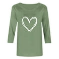 thumbnail image 4 of Plebaso Hauts à Cœur pour Femmes Manches 3/4 Col Rond T-Shirts Décontractés Imprimés chandail-Overs Femmes 2025 Blouses, 4 of 4