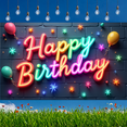 thumbnail image 4 of Decorative Design Happy Birthday Banner Neon Style Celebration Decoration Colorful Lights Display for Party Event Indoor, 4 of 7