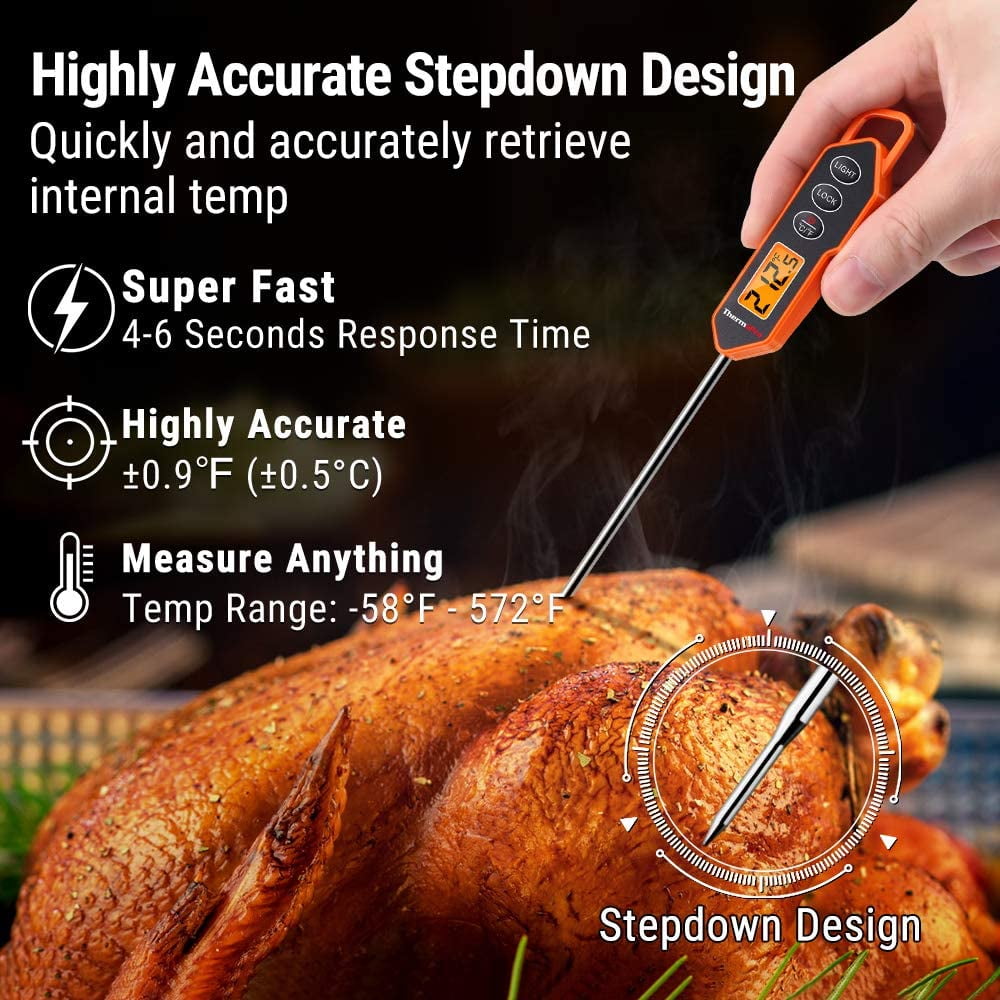 TempPro E30 Digital Meat Thermometer with Long Probe Kitchen Instant Read Cooking Food Thermometer for BBQ Smoker Grilling Oil Deep Fry Candy