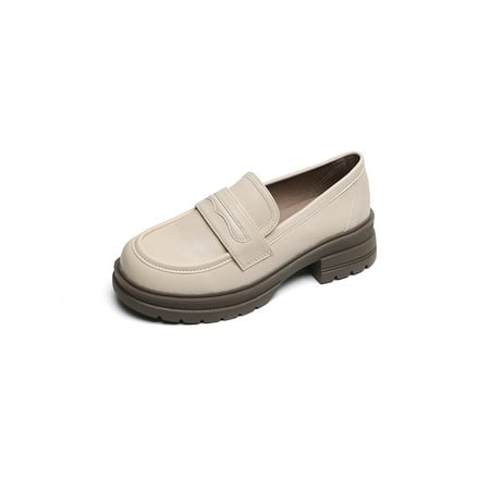 

SIMANLAN Ladies Casual Shoes Comfort Shoe Classic Loafers Women Anti-Slip Loafer Womens Slip On Apricot 4.5