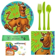Scooby Doo Adventure Party Kit - Complete Bundle of Plates, Napkins, Utensils, and Printed Ribbon for an Unforgettable Birthday Celebration with Friends