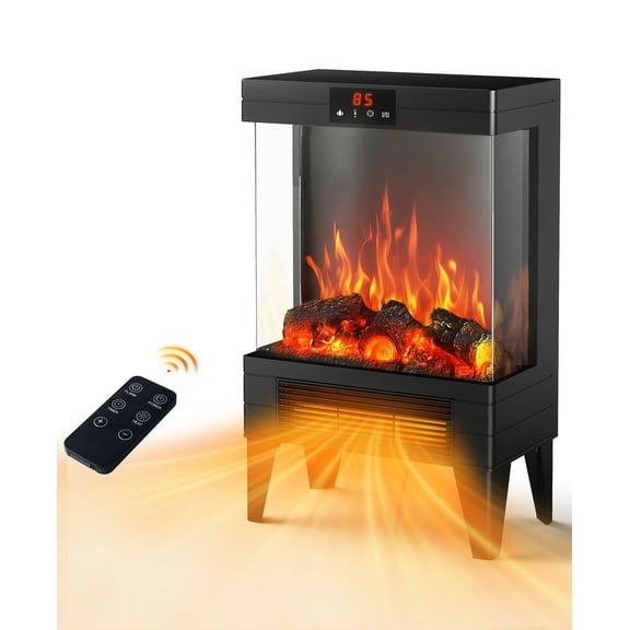 Flamemore 20" Electric Fireplace Heater, 3D Dynamic Flame Space Heater with Remote & Timer Control, Adjustable Thermostat 1500W