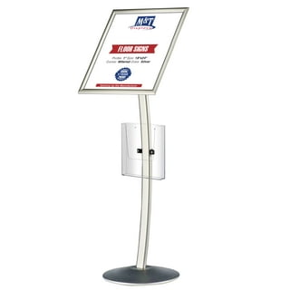 LISGHTJS Sign Stand - Pedestal Sign Holder Floor Stand, Sign Stands with  Heavy Duty Metal Base Adjustable Poster Stands for Display Poster Standing