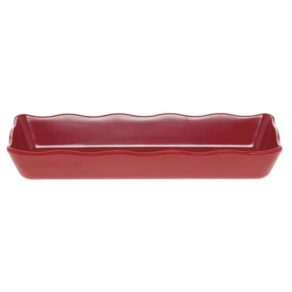HUBERT® Platter Red Scalloped Melamine - 14" L x 5 1/2" W x 2" H