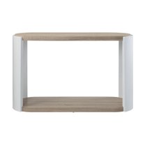 Acme Furniture Zoma Sofa Table, White High Gloss & Oak Finish