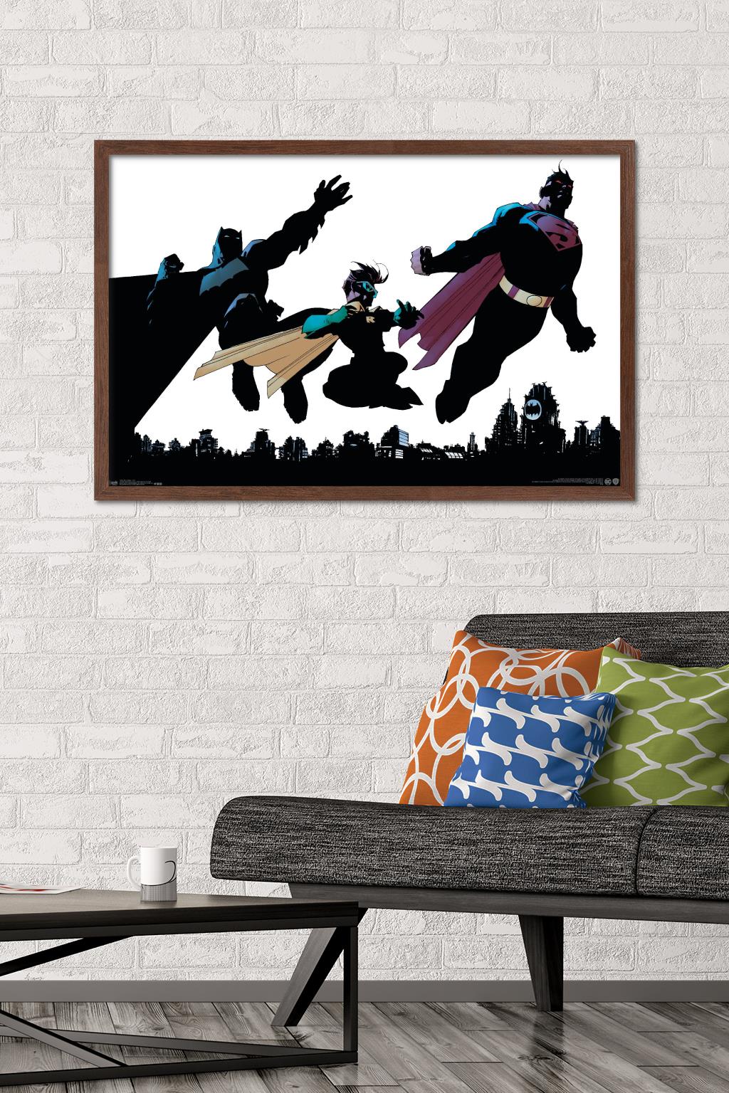 DC Comics - Batman - Robin - Superman - Trio Wall Poster, 22.375" x 34", Framed
