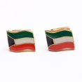 thumbnail image 2 of Multicolor Enamel Kuwait Flag Shape Sterling Silver Cufflinks | Patriotic Handmade Cufflinks for Men, 2 of 4