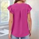 thumbnail image 4 of Camiseta de Corta con Cuello en V y Mangas de Hoja de para Mujer, Color Rosa y Rojo, Talla L, 4 of 5